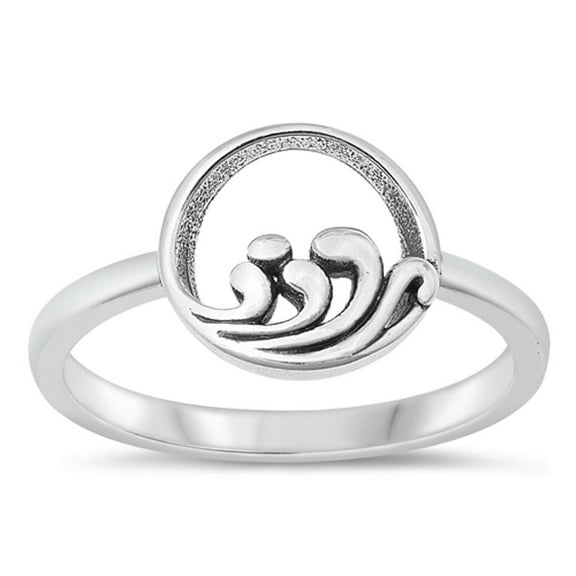 Cute Wave Ring .925 Sterling Silver Beach Band Jewelry Female Male Unisex Size 5