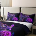 thumbnail image 3 of Queen Size Bedding Set,Jungle Wild Animal Neon Purple Breathable Comforter, 3 of 7