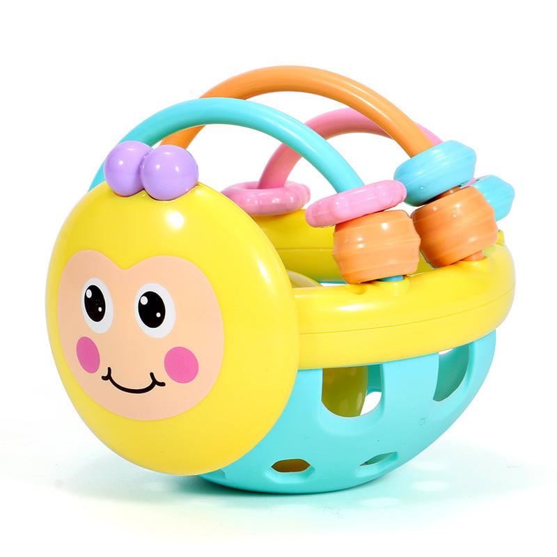 Cartoon Bee Train Grasping Ability Rattle Flexible Baby Toys For 0-12 Months Old 