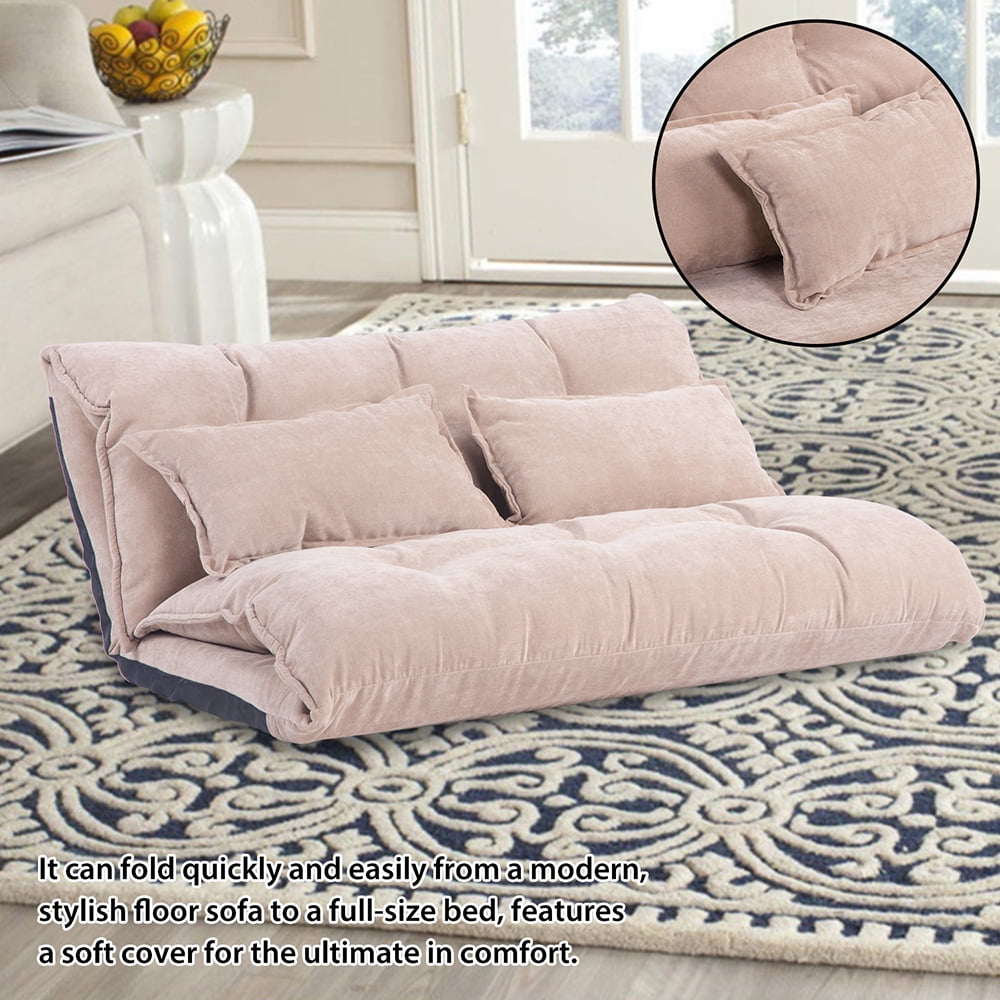 Kepooman Modern Adjustable Foldable Sofa Bed with Two Pillows, Beige Kepooman Modern Adjustable Foldable Sofa Bed with Two Pillows, Beige