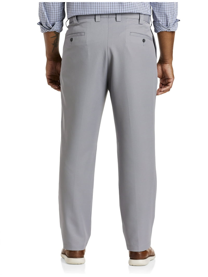 Waist-Relaxer Pleated Microfiber Pants Light Grey 48 x 32