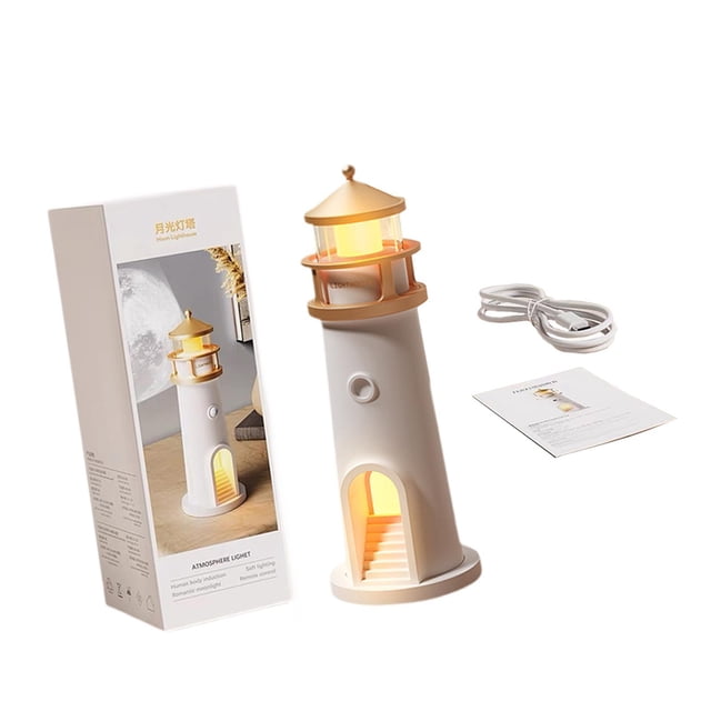 Lámpara de noche decorativa Fernando forma de faro para mesita de noche