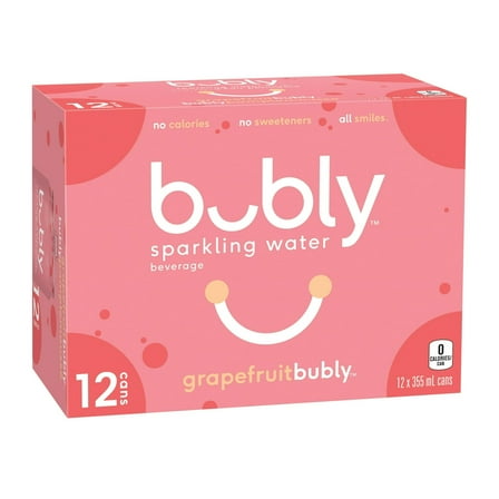 Bubly Grapefruit Sparkling Water Beverage, 12x355ml cans, 4.26L/144 oz