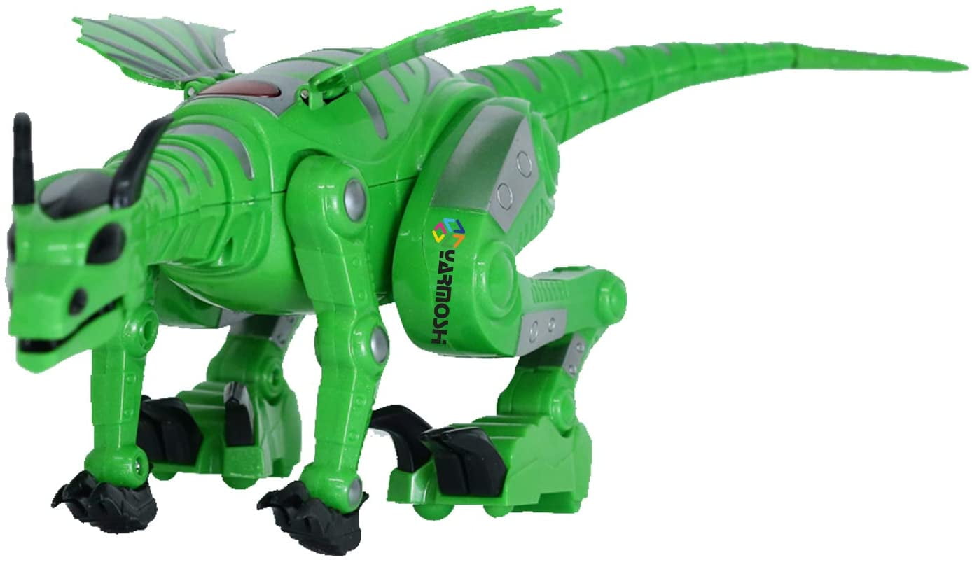 Yarmoshi Battery Operated Walking Dragon Robot Toy Control for Boys and Girls Age 3+ (Green
