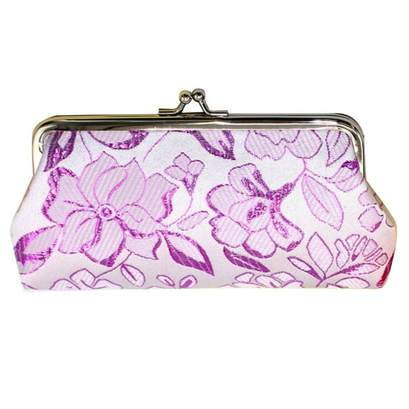 Girls Women Coin Purse Floral Change Pouch Vintage Clutch Wallet with Clasp Closure