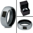 thumbnail image 4 of Tungsten North Dakota The Peace Garden State Band Ring 8mm Men Women Comfort Fit Black Dome Brushed Gray Polished, 4 of 4