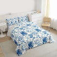 thumbnail image 3 of Homewish Vintage Floral Full Size Comforter Sets,Colorful Natural Plant Bedding Comforter Set,Blue Flower Bedding Sets For Girls,Breathable Home Decor Reversible,3 Pieces, 3 of 8