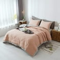 thumbnail image 2 of All Season Soft Quilted Comforter Set with Ruffled Edge – 104x90 Inches Peach Pink King Size, 2 of 5