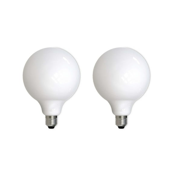 Bulbrite LED Filament Pack of (2) 8.5 Watt Dimmable G40 Light Bulbs with a Milky Finish and Medium (E26) Base - 3000K (Soft White Light), 800 Lumens