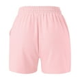 thumbnail image 4 of Athletic Shorts for Women Pockets Pure Color Drawstring Plus Size Shorts for Women,Pink,M, 4 of 5
