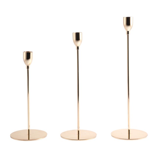 Candelabro de aleación antideslizante candelabro decoración candelabro para fiesta pub, dorado, 24 + 29 + 34cm conjunto Inevent HA003037-08
