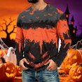 thumbnail image 4 of Halloween Shirts for Men Pumpkin Skeleton Loose Fit Crew Neck Fashion Costumes Ghost Print Graphic Long Sleeve Casual Fall Shirt 3XL, 4 of 5