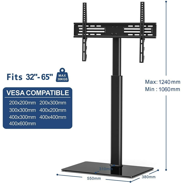 FITUEYES Universal TV Stand Base with Swivel Mount, Corner Floor TV Stand for 32 39 42 50 55 60 65 Inch TVs