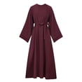 thumbnail image 3 of BadyminCSL Women's Loose Robe Casual Dress Foundation Solid Color Large Dress Round Neck Long Sleeve Dress, 3 of 8