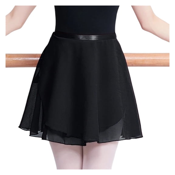 Chiffon Dance Skirt Black Tutu Skirt Girls Gymnastics Lace Up Skirt Training Tutu Skirt