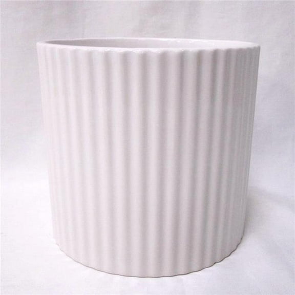 MDR Trading Inc.  Glazed White Ribbed Planter