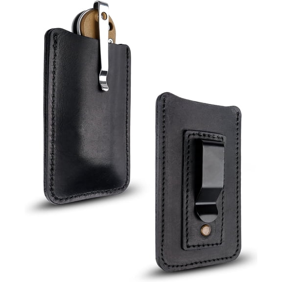 VIPERAED PJ37 Leather Knife Sheath for Belt, Multitool Sheath with Belt Clip, EDC Leather Holster for Pocket Knife Multitool