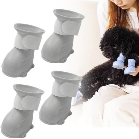 Dog Boots for Hot Pavement  2025 New Upgrade Waterproof Dog Shoes  Non-Slip Wear-Resistant Easy to Clean Outdoor Dog Rain Boots for Paw Protectors (Gray  S (1.57 * 1.37 in))