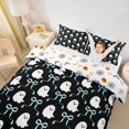 thumbnail image 3 of Homewish Cute Halloween Ghost Twin Duvet Cover,Ribbon Bowknot Pattern Twin Bedding,Black Light Blue,Halloween Reversible,2-Piece,1 Duvet Cover and 1 Pillowcase, 3 of 6