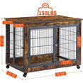 thumbnail image 3 of 38" Heavy Duty Dog Crate, Furniture Style Dog Cage Sliding Iron Door with Wheels, Mat, Dog House for Indoor Dogs, Gray, 3 of 6