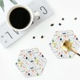 thumbnail image 5 of Pofeuu Easter Rabbit Print Leather Coasters Set of 6, Round Cups Mugs Mat Pad for Home Kitchen Heat Resistant Drink Coasters,Hexagon, 5 of 7