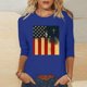 thumbnail image 3 of Mujeres Tres Cuartos de Manga Tops Impreso Cuello Redondo Blusa, 3/4 Manga Casual Camiseta para la Primavera, 3 of 6