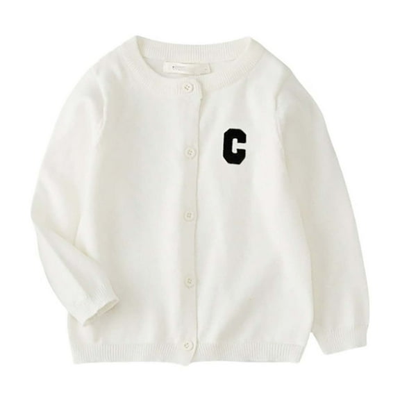 Huowey Baby Kids Girls Cardigan Casual Button Down Long Sleeve Knitted Sweater Classic Letter Print For Toddler Fall Winter Warm Cardigans Jacket Dailywear