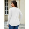 thumbnail image 6 of FlorCurve Plus Size Henley Shirts for Women Long Sleeve V Neck Tunic Tops Flared Rayon Button Up Blouse, White 3XL, 6 of 7