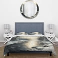 thumbnail image 3 of Designart "Sunlight Dance on Snow Forest River I" Landscape Lake Bedding Covert Set - Lake Grey Landscapes Bed Set With 2 Shams, 3 of 6