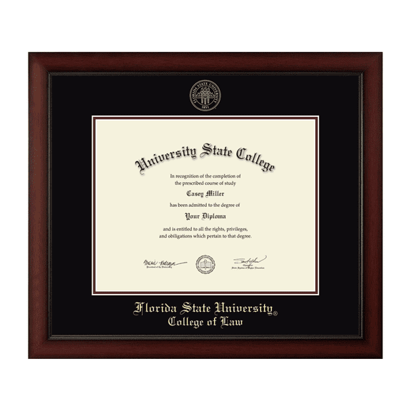 Framerly - FSU Law Diploma Frame with Black and Maroon Mat