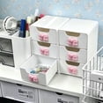 thumbnail image 4 of AYktou Desktop Storage Drawer with Bow, Drawer Storage Organizer Stackable Unit with 3 Sliding Drawer, Multi-Purpose Bedside Night Stand Bedroom Storage Box Kitchen Pantry Storage Bins, White, 4 of 9