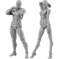 thumbnail image 1 of Body Doll, Artists Manikin Blockhead Jointed Mannequin Drawing Figures Male+Female Set (Grey), 1 of 5