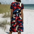 thumbnail image 4 of Shirt Dress, American Flag Casual T Shirt Dress With Pockets 4Th Of July V Neck Short Sleeve Boho Sundress Cocktail For Women Long Dresses Sun 2025 Going Out Dresses (M, Blue) ZMTing, 4 of 5