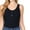 BLACK, variant on Women's Sleeveless Henley Rib Buttoned Bodysuit Top Shirts