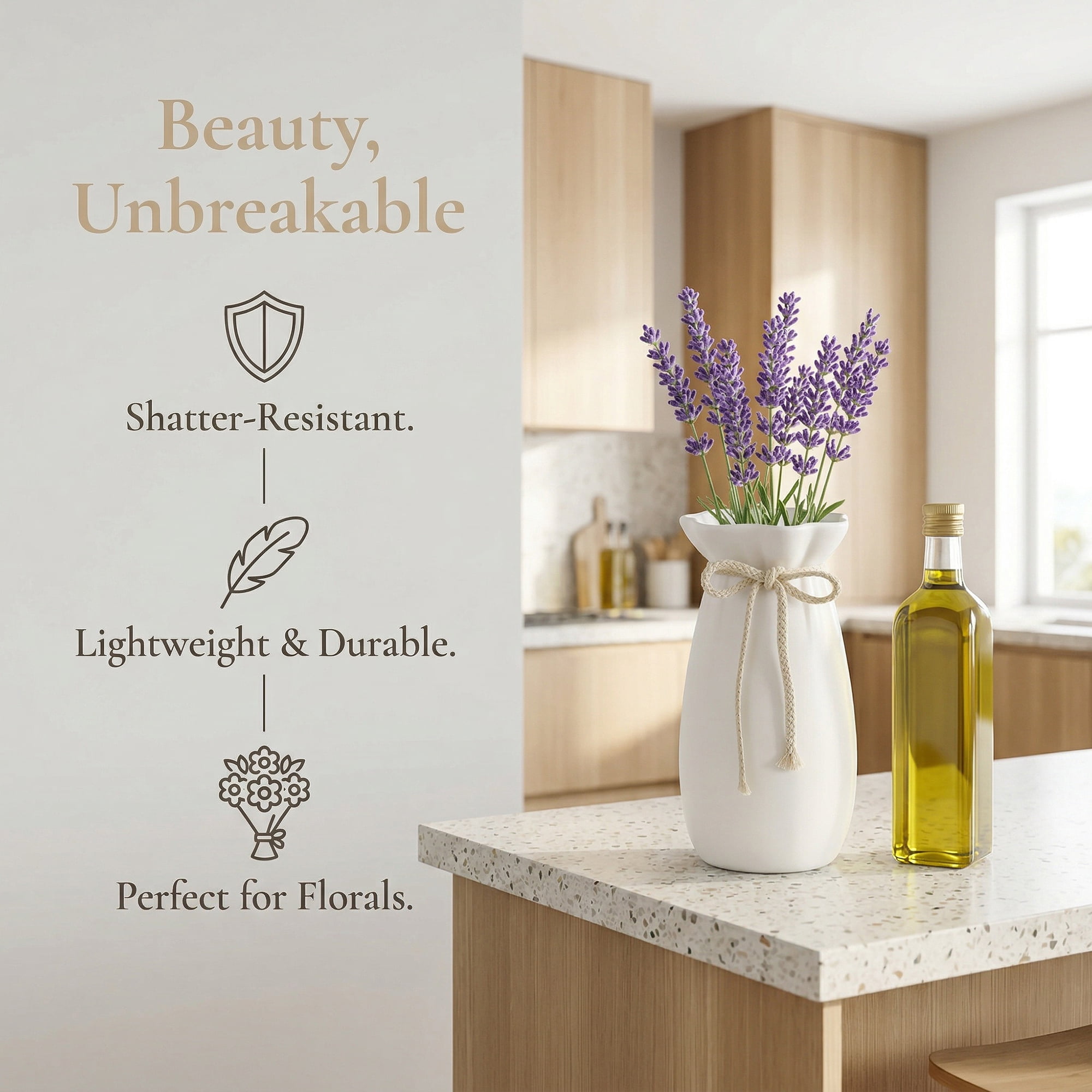 Unique Bargains Modern Plastic Unbreakable Decorative Flower Vase White 4.9" x 4.9" x 9.6"
