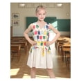thumbnail image 4 of Sunny Fashion Girls Sleeveless Chiffon Dress Colorful Pencil Print With Yellow Tassel Belt Summer Casual Dresses 6 Years, 4 of 7