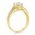 thumbnail image 3 of Wellingsale Ladies Solid 14k Yellow Gold Polished CZ Cubic Zirconia Round Cut Engagement Ring with Side Stones - Size 8.5, 3 of 6