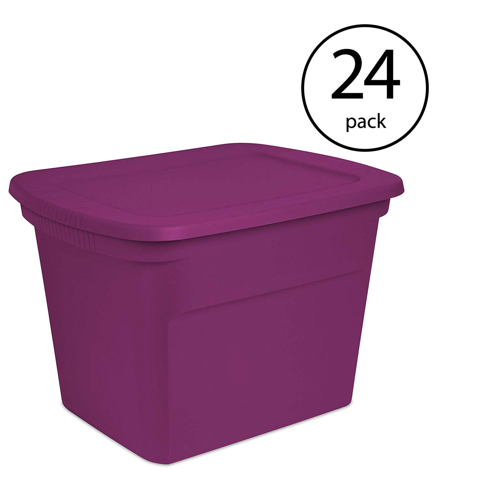 Sterilite 18 Gallon Plastic Storage Container Tote with Lid, Fuchsia (24 Pack)