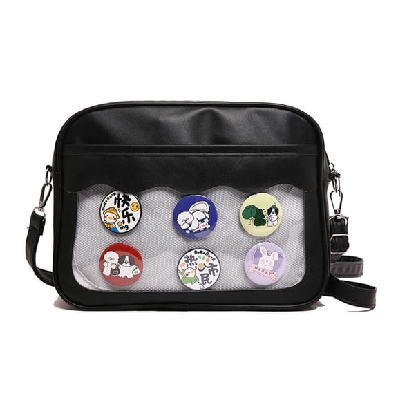 Cosemary Clear Pin Display Bag Crossbody Bag PU Shoulder Bag Student Book Bag Japanese Style Messenger Bag Lovely Itabag