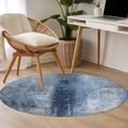 thumbnail image 4 of Blue Round Area Rug 3.3 FT, Non Slip Small Entryway Kitchen Mat, Retro Oil Painting Modern Abstract Art Aesthetics Washable Soft Circular Rug Non-Shedding Door Mat for Bathroom Playroom Kids Room, 4 of 9
