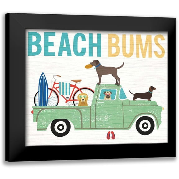 Mullan, Michael 14x12 Black Modern Framed Museum Art Print Titled - Beach Bums Truck I
