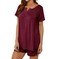 thumbnail image 4 of Hibeli Womens Summer Pajama Sets 2 Piece Cozy Short Sleeve Lounge Soft Sleepwear Set, 4 of 6