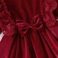 thumbnail image 5 of IBTOM CASTLE Vintage Princess Toddler Baby Girl Long Sleeve Velvet Ruffle Tutu Lace Dress Xmas Wedding Birthday Party Fall Winter Clothes 12-18 Months Wine Red, 5 of 9