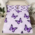 thumbnail image 2 of Manfei Purple Butterfly Print Twin Sheet Sets, Romantic Dandelion Flower Twin Fitted Sheet, Vintage French Style Flat Sheet, Ultra Soft Home Decor, 3pcs, 2 of 7