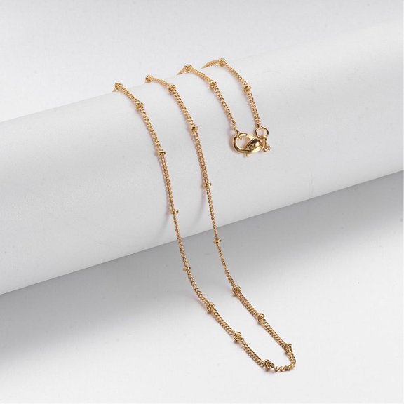 20 pc Brass Chain Necklaces Curb Chain with Lobster Clasps Golden 16.8 inch