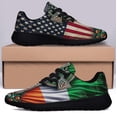 thumbnail image 3 of Irish Celtic Knot Cross Irish and American flag Shoes Sneakers Black Size 12, 3 of 7