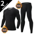 thumbnail image 2 of Men Clothing Thermal Underwear For Men Long For Soft Mens Thermals Top And Bottom Set Lined Base Layer Winter Suit Coat Mens Suit Slim Fit Double Big And Tall Pants Suits Black S, 2 of 3