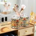 thumbnail image 3 of Yayeee 2 Pack Qtip Holder Bathroom Cotton Swab Canister with Lid Clear Dispenser Set, Beige Floral, 3 of 6