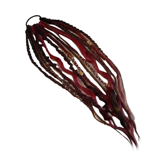 Elastic Dread Ponytail Extension, Boho Dread Ponytail with Beads and Shell Accents, Easy Elastic Hair Attachment for One Minute Styling, Lightweight Textured Look for Everyday Use