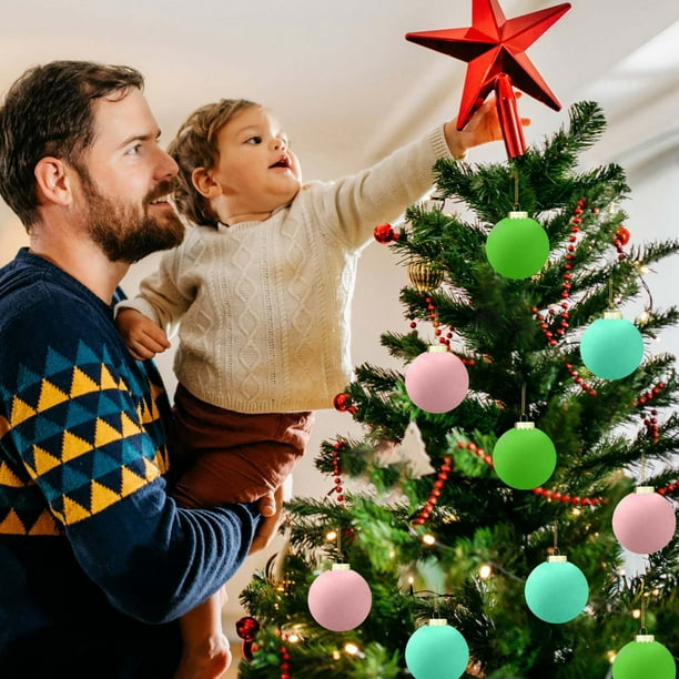 Adornos navideños de terciopelo de 8 cm. Decoraciones festivas para árboles y escaparates navideños.